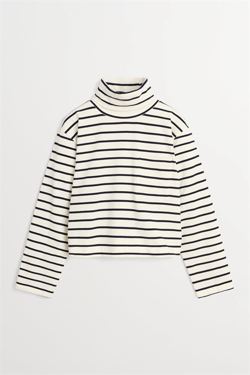 SKALL STUDIO NESSA T-NECK BLOUSE ECRU/NAVY STRIPE